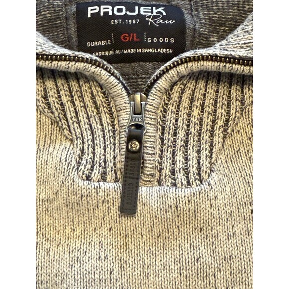 Projek Raw Mens Gray Knit 1/4 Zip Pullover Mock Neck Sweater Size Large - Picture 4 of 11